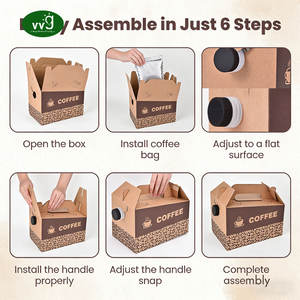 VVG 32/64/96/128/160オンス 格安 環境に優しい 段ボール製飲料キャリア容器 持ち帰り用コーヒーボックス 使い捨てコーヒーディスペンサー - Product Image 6