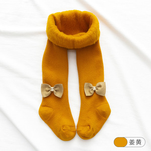 Mallas cálidas con forro polar para niña, medias con lazo de terciopelo grueso, térmicas para bebé - Product Image 5