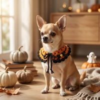 Collier pour animaux de compagnie en coton écologique fait main au crochet, motif citrouille, pour Halloween, accessoire de fête pour chiens et chats