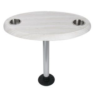 Custom White <b>Wood</b> Grain ABS Bracket Durable Quick-Release Oval Tea/Coffee <b>Table</b> for Yacht Marine Use - Product Image 1