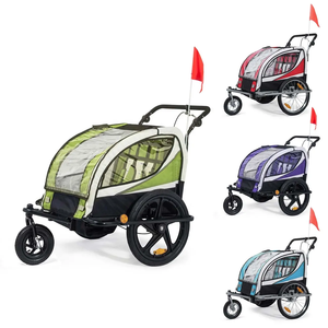H T01 Viajes al aire libre 2-en-1 Cochecito de carga Niños y mascotas Perro Bicicleta Remolque Rollo de metal Contenedor para gemelos Bebé Montar en bicicleta - Product Image 1