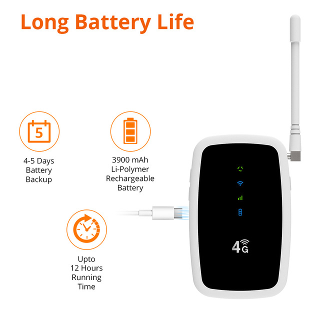 JIMI Wireless 3900mAh Battery Pocket Mini WiFi Outdoor 4G Portable Mifi Router with Firewall VPN WEP 300Mbps QoS