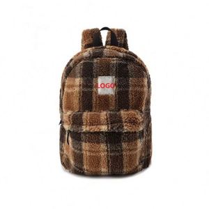 Winter Wool Fur Sherpa Leopard Print Casual Sports <b>Backpack</b> for Teenager <b>Backpack</b> Student Plush Fleece <b>Backpack</b> School Bag - Product Image 4