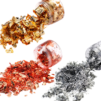 Nail Art Décoration DIY Artisanat Autocollants Irréguliers Brillant Or Argent Feuille Feuille Flocon Résine pour Bijoux Flocons Manucure Maquillage