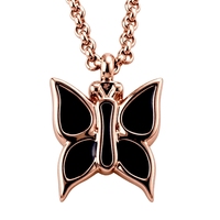 Bijoux en acier inoxydable cendres urne de crémation papillon Collier émail pendentif souvenir médaillon pour animaux de compagnie cercueil émail titulaire religieux