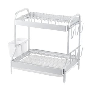 Escurridor de Platos de Cocina de Aluminio Resistente a la Oxidación, Escurridor de Metal de Doble Capa para Encimera con Función de Drenaje, Desmontable y Vertical - Product Image 1