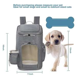 Sac à dos de <span class=keywords><strong>transport</strong></span> pour animaux de compagnie pour chats et chiots - Tissu Oxford, design élégant/durable, fermeture éclair, capacité de 18 lb, utilisation <span class=keywords><strong>en</strong></span> extérieur - Product Image 5