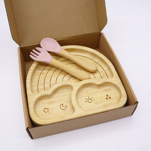 Produttore BPA Free bambino che mangia stoviglie <span class=keywords><strong>Set</strong></span> di cartone animato animale piastra di aspirazione di bambù per l'alimentazione del bambino <span class=keywords><strong>Set</strong></span> - Product Image 3