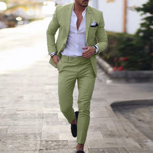 بدلة رجالية جديدة بمقاسات كبيرة من <span class=keywords><strong>M</strong></span> إلى 6XL، طقم من قطعتين بياقة مسطحة وزر واحد - Product Image 5