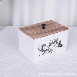 Lady Stuff – boîte de rangement en bois avec couvercle, boîte à bijoux décorative rectangulaire pour usage domestique sur le bureau - Product Image 1