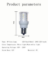 Mini Bombilla LED E17 Tipo Maíz 3W 4W 360° Completo °   Luz LED tipo maíz pequeña de 28*67 mm con voltaje universal AC85-265V