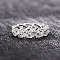 CAOSHI Exquis Twist Design Pavé Full Sparkling Zircon Band Anneaux pour Femmes Mariage Fiançailles Argent Plaqué CZ Anneaux Bijoux