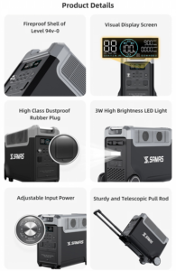 Manufacturer N066 3840Wh Mobile <strong>Power</strong> <strong>Bank</strong> 3600W AC Output Expandable with Extra Battery Pack Custom Logo - Product Image 4