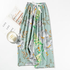 Pantalones de vacaciones de playa de verano, pantalones de pijama de seda de algodón para el hogar, pantalones finos de pierna ancha, pantalones de chándal, pantalones sueltos para mujer - Product Image 5