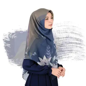 Wholesale Most Selling Print Shawls For Women Tudung Malaysia Muslim Bawal Cotton Voile Square Scarf Printed