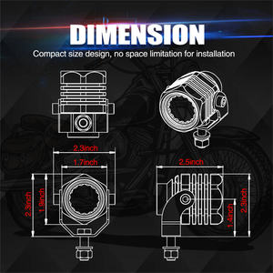 Lampu stang Led sepeda motor, 2 buah lampu kerja dudukan stang Super terang 20W - Product Image 2