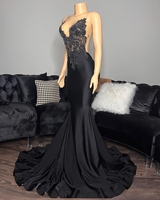 Robes de bal noires en strass faites à la main Ocstrade, robes de soirée dos nu à décolleté plongeant pour filles noires, longueur ras du sol