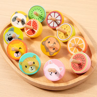 Houten Draaitops Set 6 Stuks Fruit Dieren Handgespannen Speelgoed Kinderen Balans Educatief Spel OEM