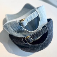 Casquettes de baseball en denim lavé, nouveauté, vente en gros de casquette à visière bleue unie à 6 panneaux, casquette de baseball ajustable vierge avec logo personnalisé