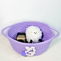 Panier de rangement ovale en corde de coton tressée avec poignée pour la maison, le bureau ou comme panier à linge sale et à jouets