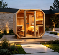 Ruang Sauna Kayu Solid Tradisional Luar Ruangan untuk 4 Orang, Dapat Disesuaikan, Kabin Sauna Kayu Premium untuk Halaman Belakang Rumah