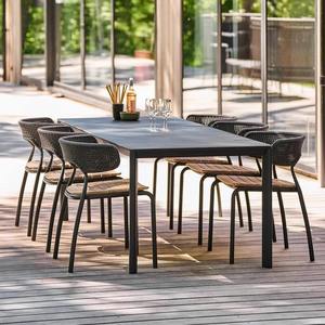 Ensemble table et chaises de jardin 8 places, métal, minimaliste, résistant aux intempéries, pour cour, villa, balcon - Product Image 5