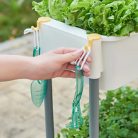 Chariot de jardinage mobile à 2 niveaux en plastique enduit de PE, hauteur réglable, pour balcon, avec plateau de culture pour légumes et herbes, roues verrouillables, autoportant