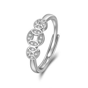 Chinese Traditional Wealthy Attract Jewelry Dominating Five Emperor Coin Zircon <b>Ring</b> Finger Band for Women Fengshui Jewelry - Product Image 5