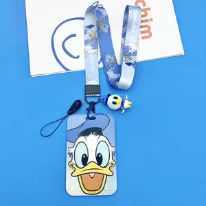 Alta qualidade ID Card Acessório PVC Shell Proteção Anime Cartoon Daisy Donald Funny Design Portátil Poliéster Lanyard Bag