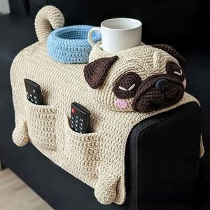 Bolsa de Almacenamiento para Reposabrazos, Organizador de Sofá con Portavasos, Diseño de Perro Tejido a Crochet, Novedad 2026 - Product Image 2