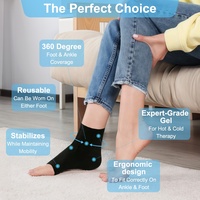 Attelle de Cheville Flexible à Glace pour Blessures et Soulagement de la Douleur au Pied, Style Chaussette Facile à Enfiler, Adaptée aux Femmes et aux Hommes, Attelle Froide Noire pour Talon et Cheville
