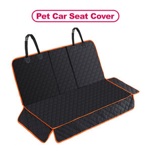 Housse de siège auto matelassée noire pour chiens, protection de siège arrière avec bordure orange - Product Image 1