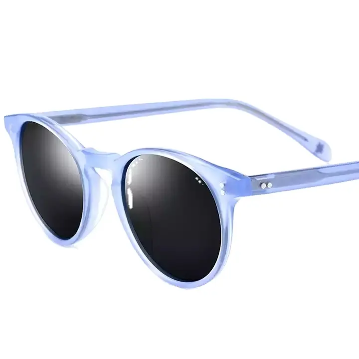 Acetate Polarized Sunglasses Women Vintage Retro Round Sun Glasses for Women Transparent Sunglass