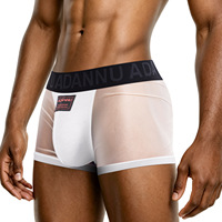 Boxers pour hommes avec panneau transparent, poche en U, taille basse, sexy, ultra-fins, respirants, en nylon polyamide extensible