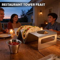 Support à tacos classique en acier inoxydable poli, style plateau, résistant au four, au lave-vaisselle et au barbecue – Nouveauté 2026, Offre Spéciale
