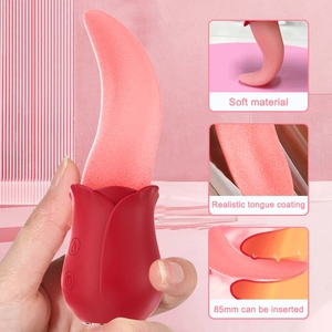 Vibradores de Lengua Realista en Forma de Rosa de Gran Venta Juguetes Sexuales para Mujeres Adultas con Estimulador de Punto G y Clítoris Masajeador de Pezones - Product Image 4
