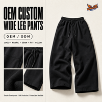 Pantalon de survêtement décontracté personnalisé à jambe large, en molleton bouclette épais, respirant, avec cordon de serrage, taille élastique et poches latérales