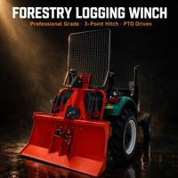 Treuil d'extraction de bois 55KN 69KN Force de freinage 540 tr/min PTO 3 points Cat1 Cat2 Câble de 70m Corde de 11mm Monté sur tracteur Commande manuelle