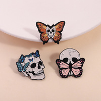 Crâne horreur papillon alliage argent plaqué broche ensemble Style sombre personnalité vêtements accessoires broche Badge fête cadeau