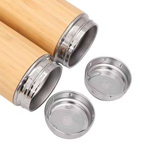 500Ml <b>Thermos</b> Mug Led Temperature Display Smart Touch Bamboo Wooden Stainless Steel Insulated With Tea Infuser Strainer - Product Image 5