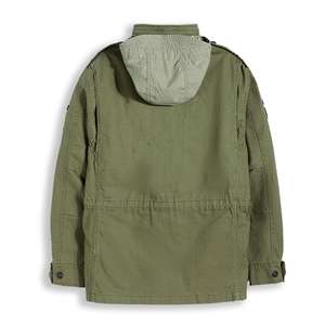 <span class=keywords><strong>Chaqueta</strong></span> Bomber Clásica <span class=keywords><strong>Americana</strong></span> M65 con Diseño Herringbone, 100% Lona de Algodón, Cuello Alto <span class=keywords><strong>Informal</strong></span>, Cierre de Cremallera, Resistente al Viento, ODM - Product Image 4