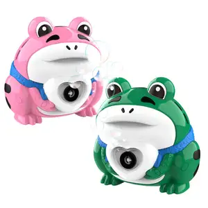 뜨거운 판매 여름 야외 놀이 전기 비누 거품 기계 장난감 플라스틱 귀여운 개구리 거품 카메라