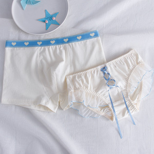 Couple sous-vêtements femmes hommes boxers Shorts coeur sous-vêtements à lacets Femme <span class=keywords><strong>Sexy</strong></span> garçons filles femme culotte Lingerie amoureux culotte - Product Image 3