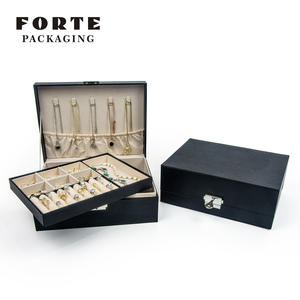 Классическая роскошная черная двухслойная упаковка для ювелирных изделий из искусственной кожи с замком - Product Image 3