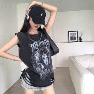 Estilos Más Vendidos de Bdbh, <span class=keywords><strong>Chaleco</strong></span> con Estampado de Caracteres del Alfabeto Gótico Estilo Americano, para Hombre y <span class=keywords><strong>Mujer</strong></span>, Talla Grande - Product Image 2