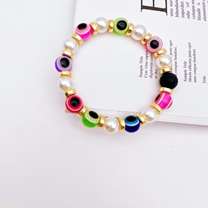 Turkish Evil Eye <b>Bracelet</b> Imitation Pearl Resin <b>Beads</b> Elastic Unisex Jewelry Gift Style - Product Image 3