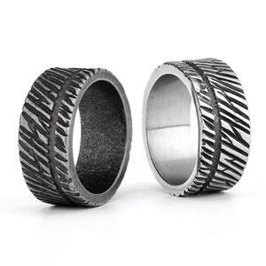 Viking Rustic Band <b>Ring</b> <b>Stainless</b> <b>Steel</b> Nordic Grooved Wide Textured Antique Style <b>Ring</b> for <b>Men</b> Jewelry - Product Image 4