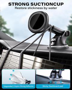 ที่ยึดโทรศัพท์ในรถยนต์แบบแม่เหล็ก |   แท่นชาร์จไร้สายแบบเร็ว 15W 360 °   แม่เหล็ก N52 แบบหมุนได้พร้อมจุกดูด TPU สำหรับโทรศัพท์ขนาด 4-7 นิ้ว - Product Image 4