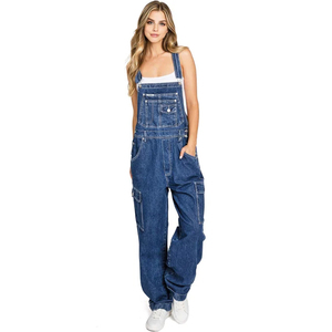 Tendance 2022 femmes Denim vêtements <span class=keywords><strong>de</strong></span> travail Cargo combinaison Baggy maternité <span class=keywords><strong>Jean</strong></span> barboteuse Vintage Denim salopette - Product Image 1