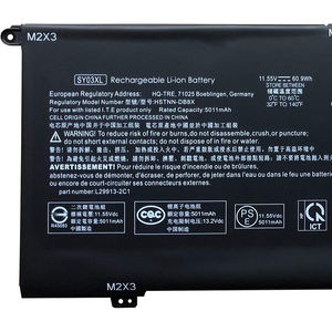แบตเตอรี่แล็ปท็อป60.9Wh SY03XL 11.55V ของแท้ใหม่สำหรับ <span class=keywords><strong>HP</strong></span> <span class=keywords><strong>Chromebook</strong></span> <span class=keywords><strong>X360</strong></span> 14-DA0011DX G1 HSTNN-DB8X โน้ตบุ๊ก L29959-005 - Product Image 2